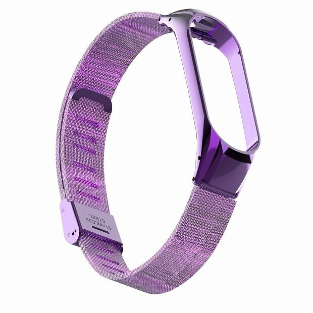 Ремешок сетчатый металлический для Xiaomi Mi Band 4 Metal Mesh Strap (Purple/Фиолетовый) - 5