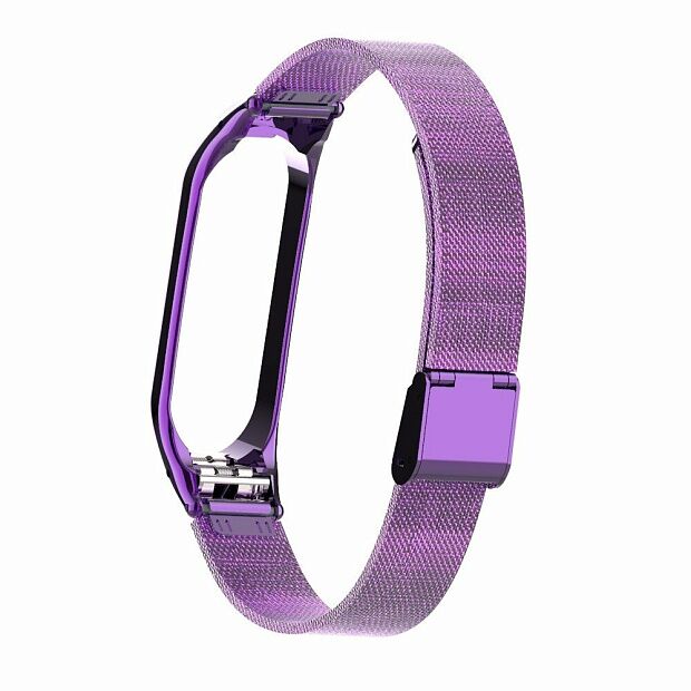 Ремешок сетчатый металлический для Xiaomi Mi Band 4 Metal Mesh Strap (Purple/Фиолетовый) - 4